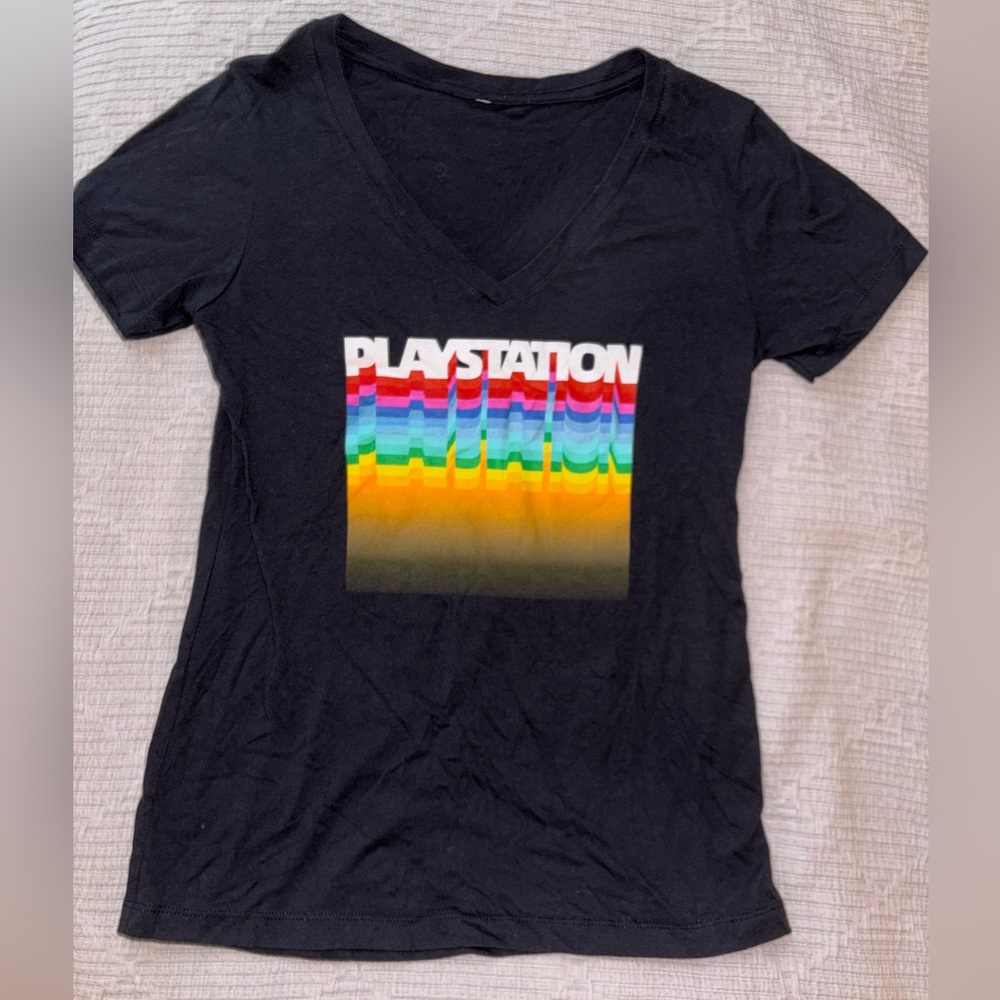 Playstation V-Neck Tee Shirt